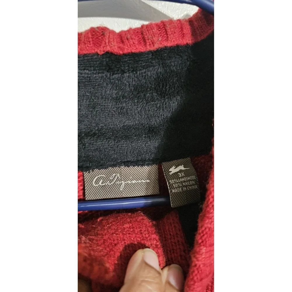 A.‎ Tiziano Lambswool Blend Chunky Long Sleeve Knit Sweater Men's 3XL Red Preppy